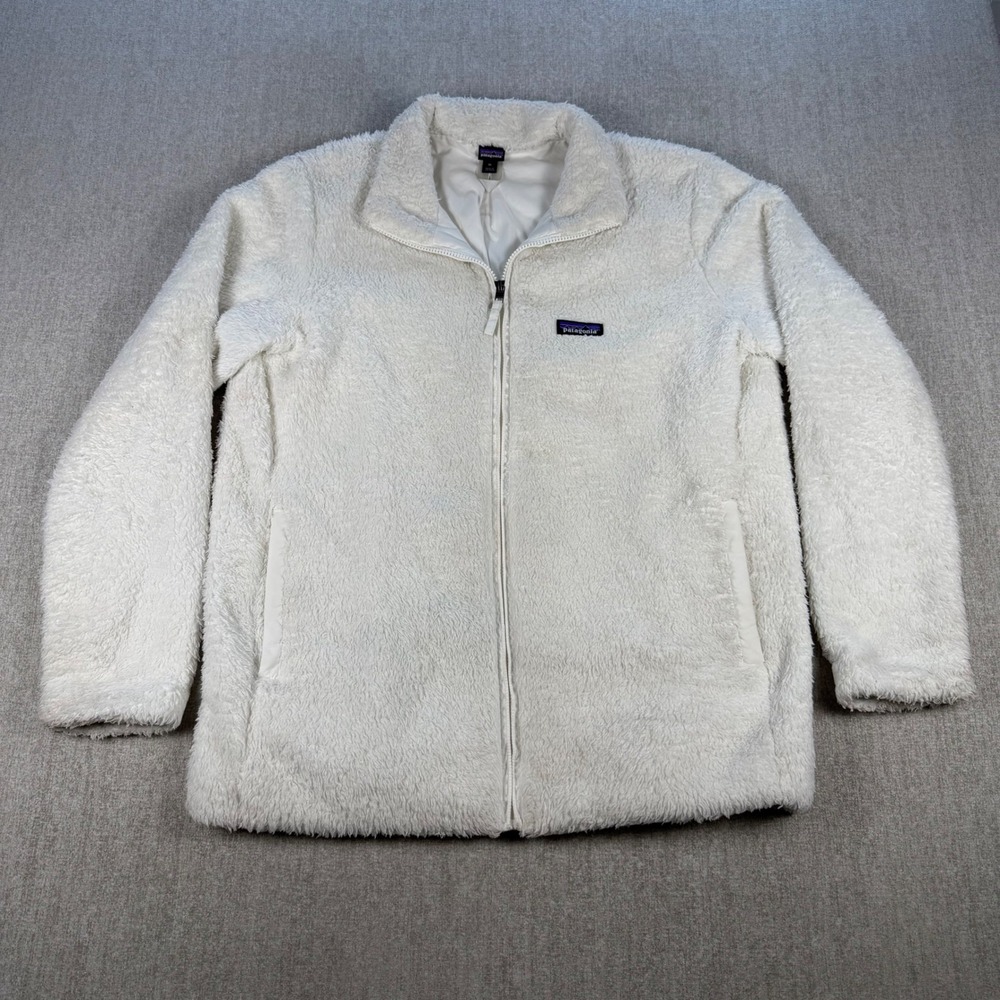 Patagonia Fleece Jacket Womens XL White Los Gatos Full Zip High Pile Soft